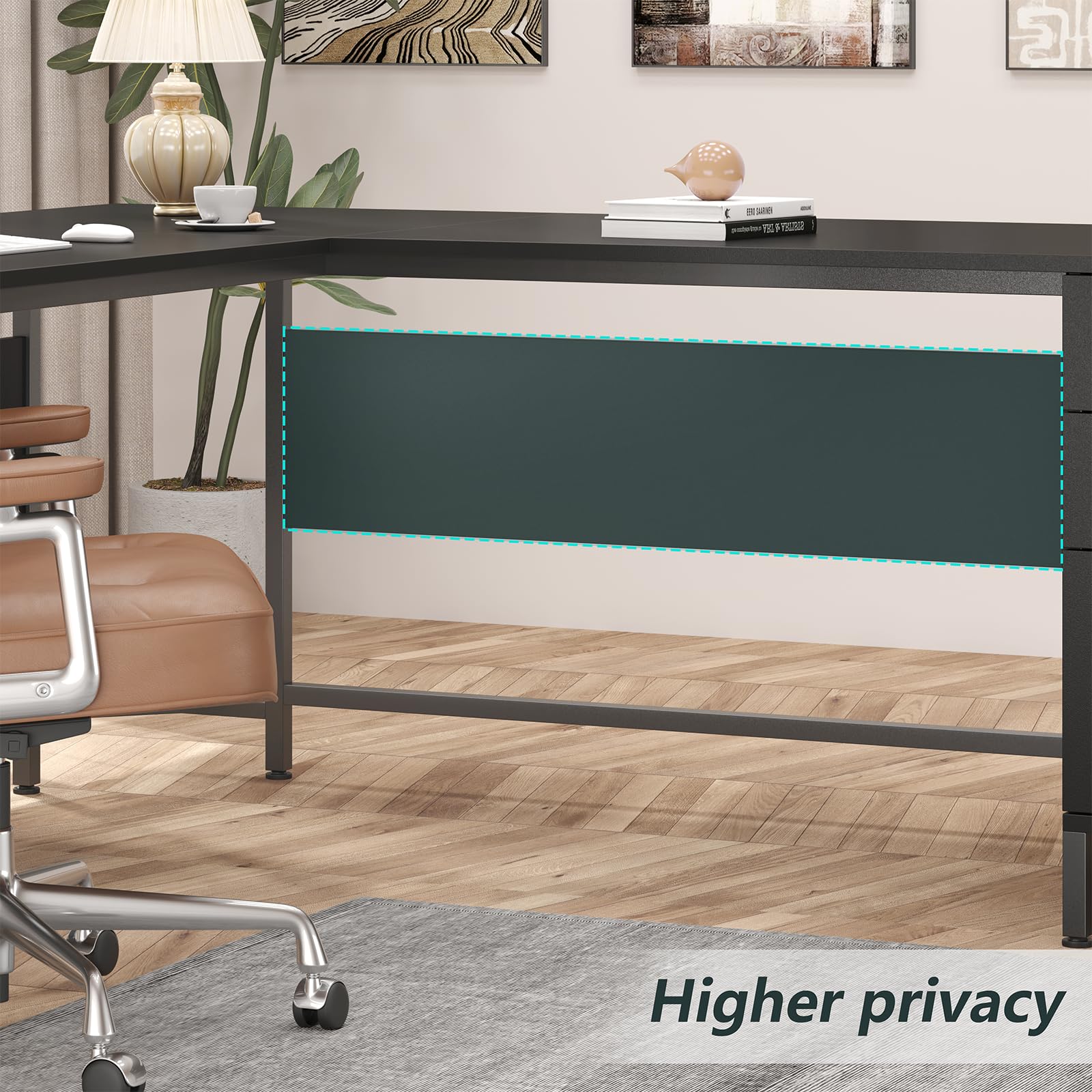 L-Shaped Corner Desk with 6 Drawers