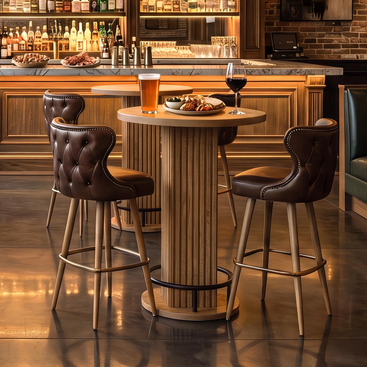 Round Wooden Bar Table