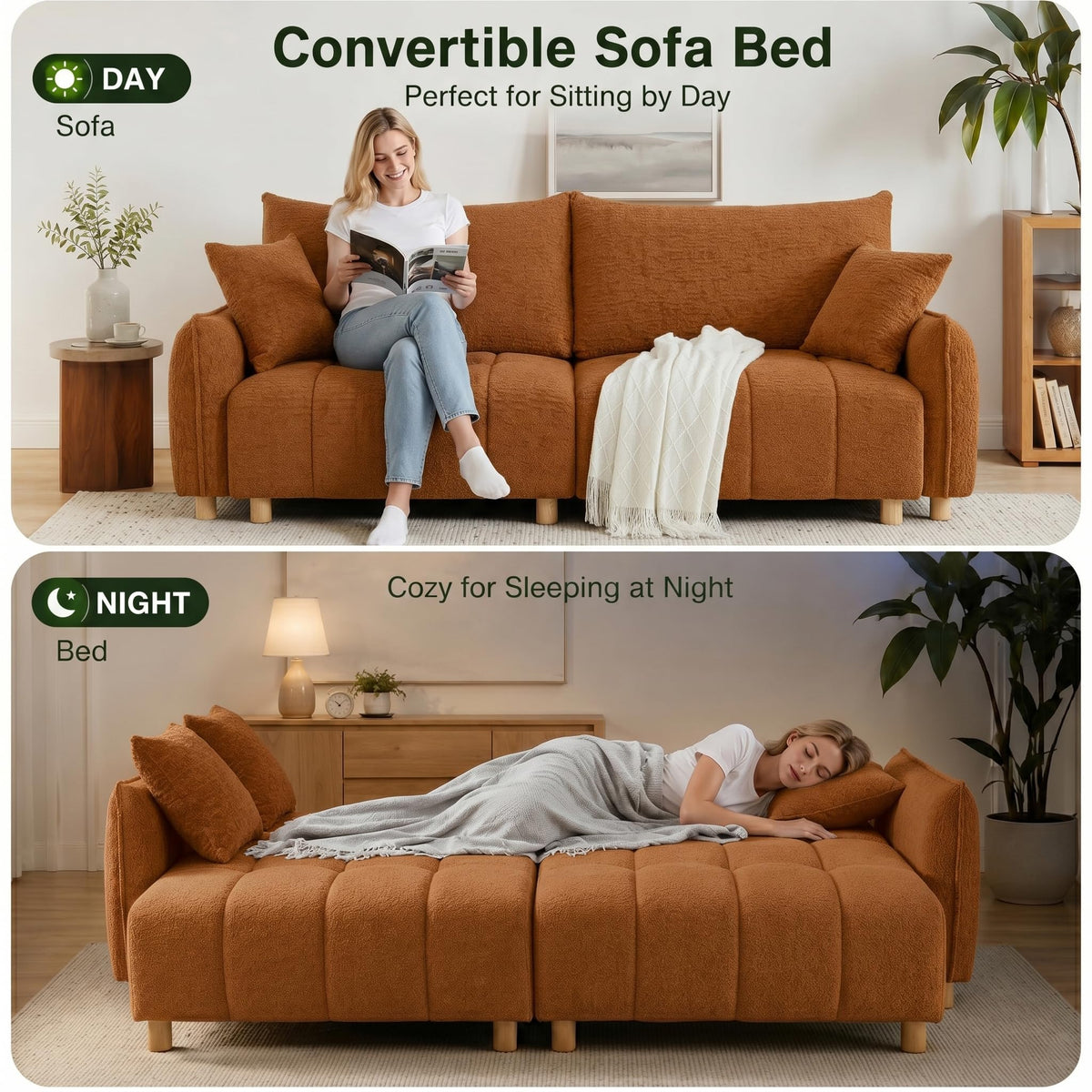 Chenille Sleeper Sofa with Storage