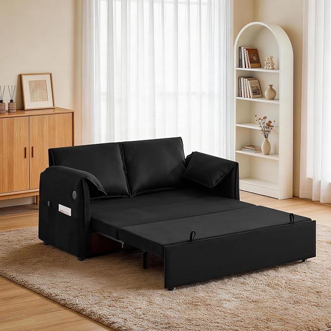 Velvet Convertible Sleeper Loveseat