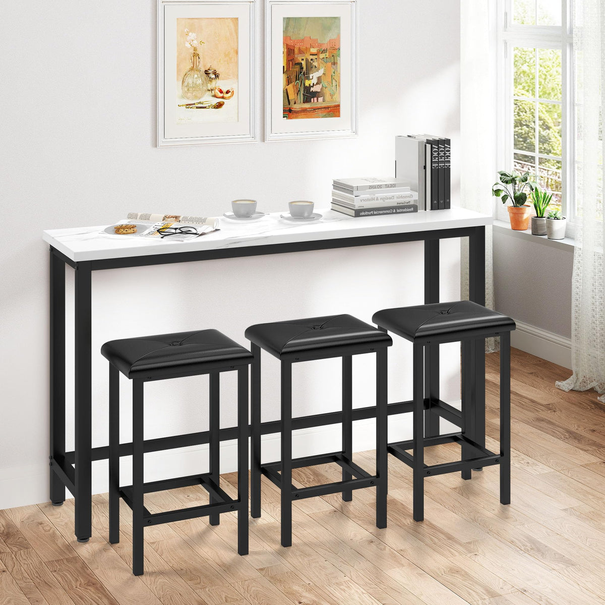 4-Piece Faux Marble Bar Table Set