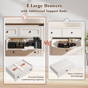 EnHomee Dresser for Bedroom with 7 Drawers White Dresser with Smooth Metal Rail TV Stand for Bedroom, Hallway, 15" D x 51.2" W x 31.5" H, Antique White