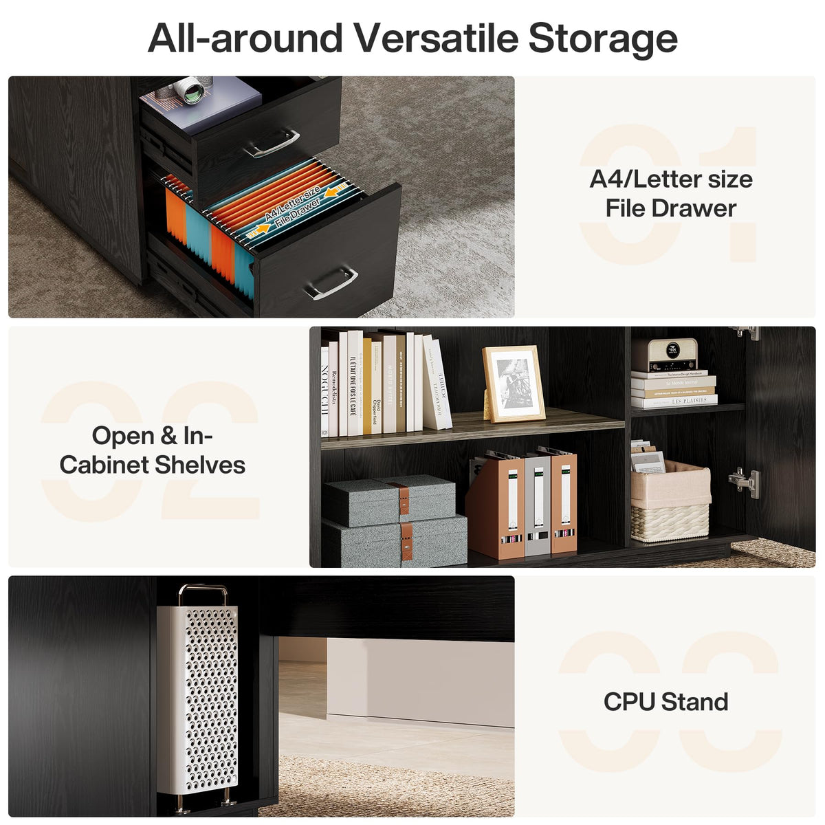 L-Shaped Executive Desk with Storage