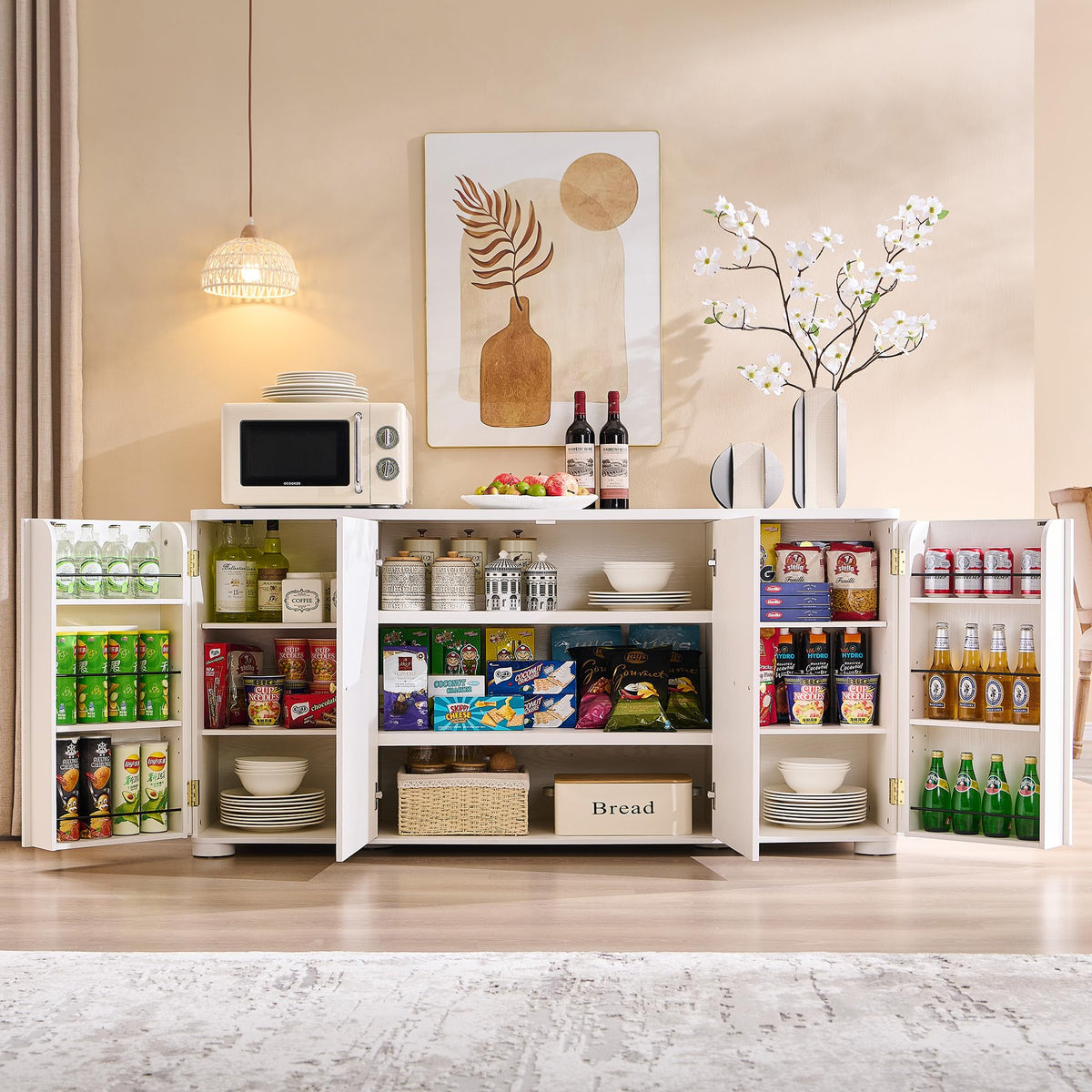 White Curved Buffet Cabinet