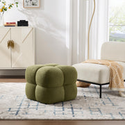 ONEVOG Olive Green‌ Modern Ottoman, 21" Square Fuzzy Couch Sherpa Pouf Ottoman, Tufted Cute Boucle Fabric Foot Stools, Upholsered Footrest & Coffee Table & Vanity Chair for Living Room Bedroom, Dorm