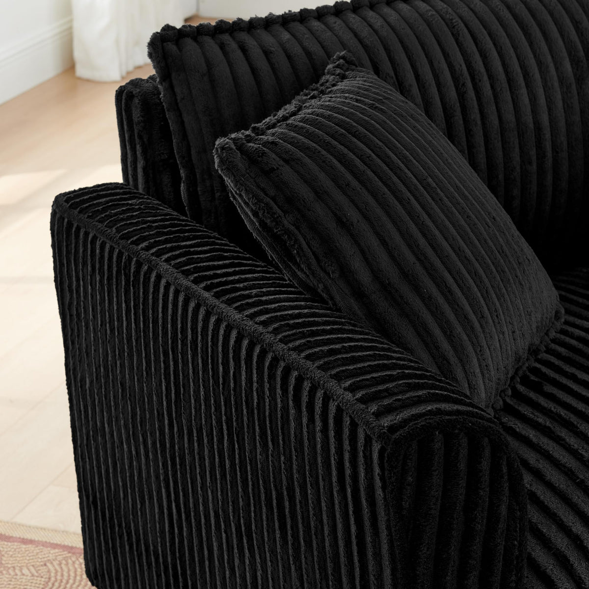 Corduroy Accent Chair with Pillows