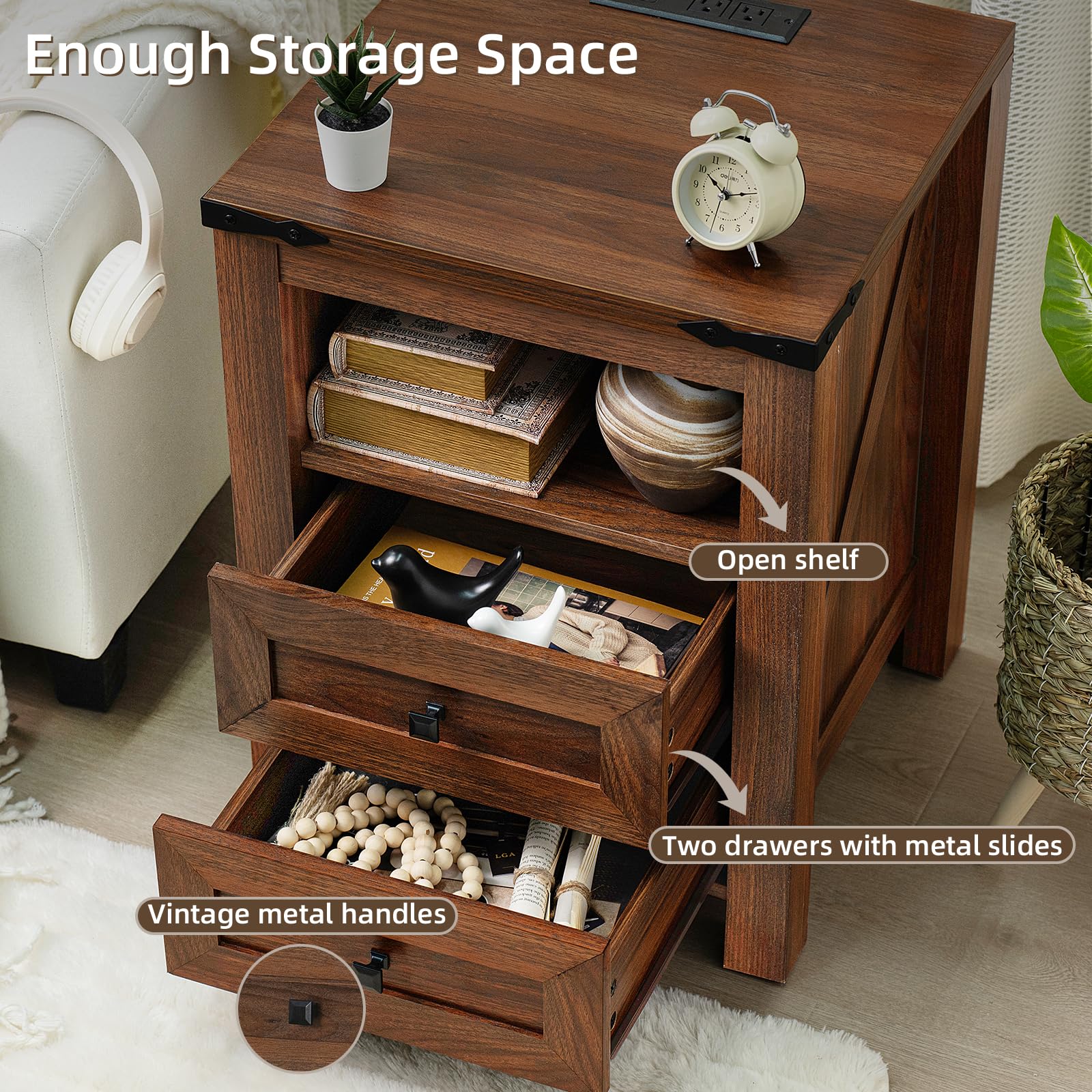 6-Drawer Dresser & Nightstand Set with Charging Station