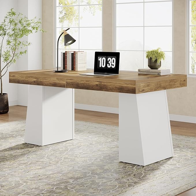 55" Executive Desk with Double Trapezoid Base