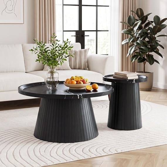 Round Fluted Nesting Coffee Tables