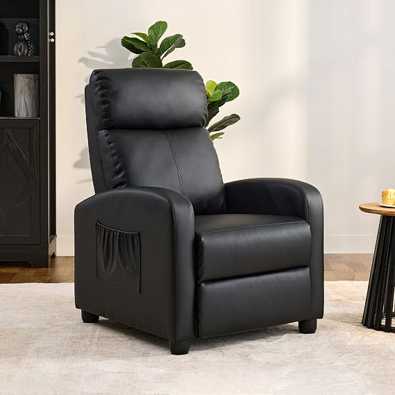 Gray Linen Push-Back Recliner