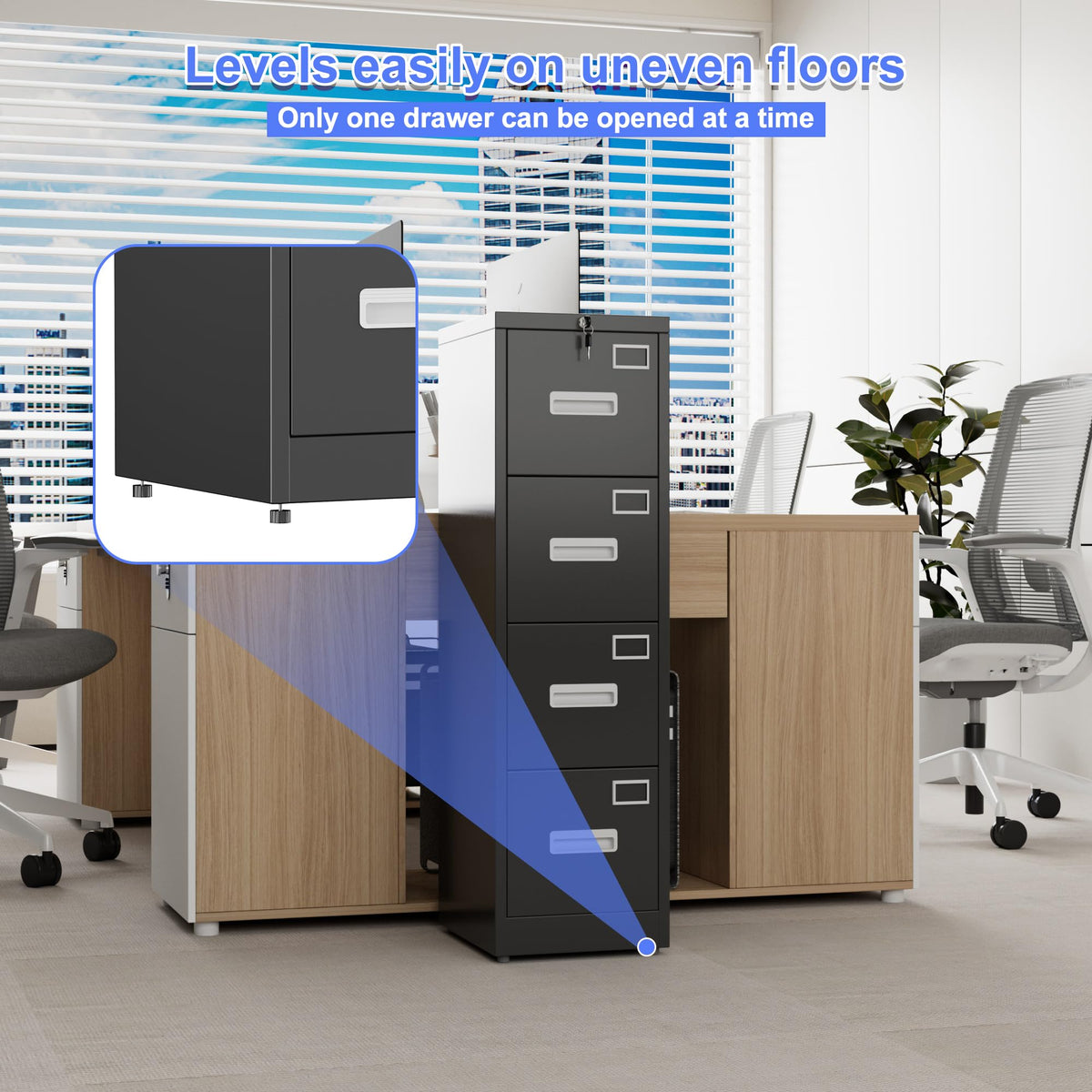 Aobabo 4-Drawer Metal File Cabinet, Anti-Tip Interlock, Letter/Legal