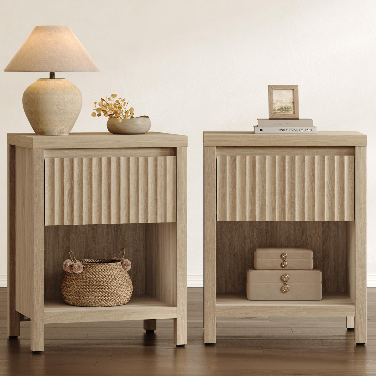 Fluted Nightstands Set of 2