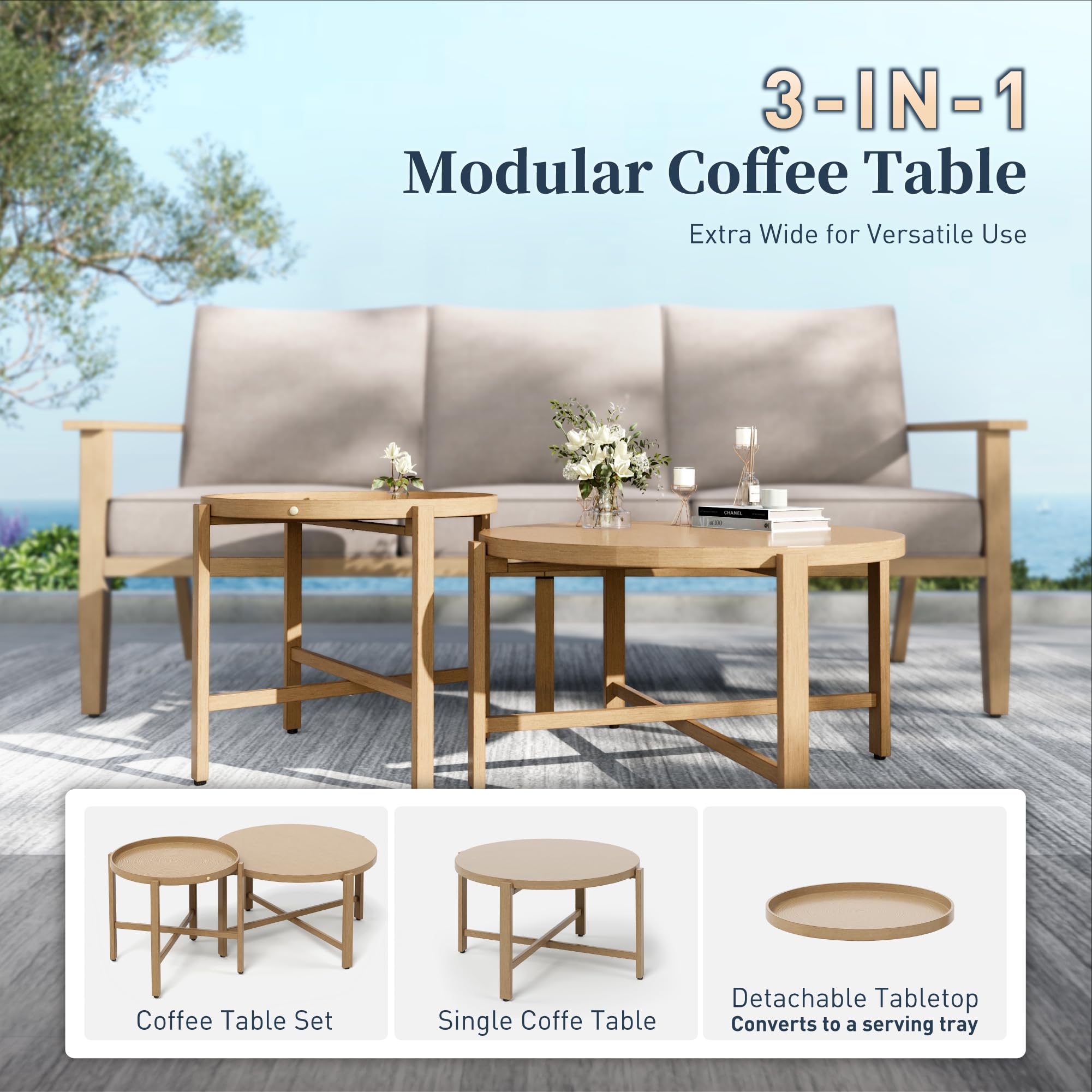 5-Piece Metal Patio Conversation Set with Swivel Chairs
