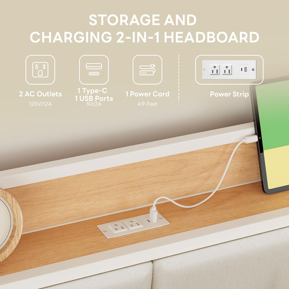 LIKIMIO Twin Daybed with Trundle, Twin Bed with Charging Station, White