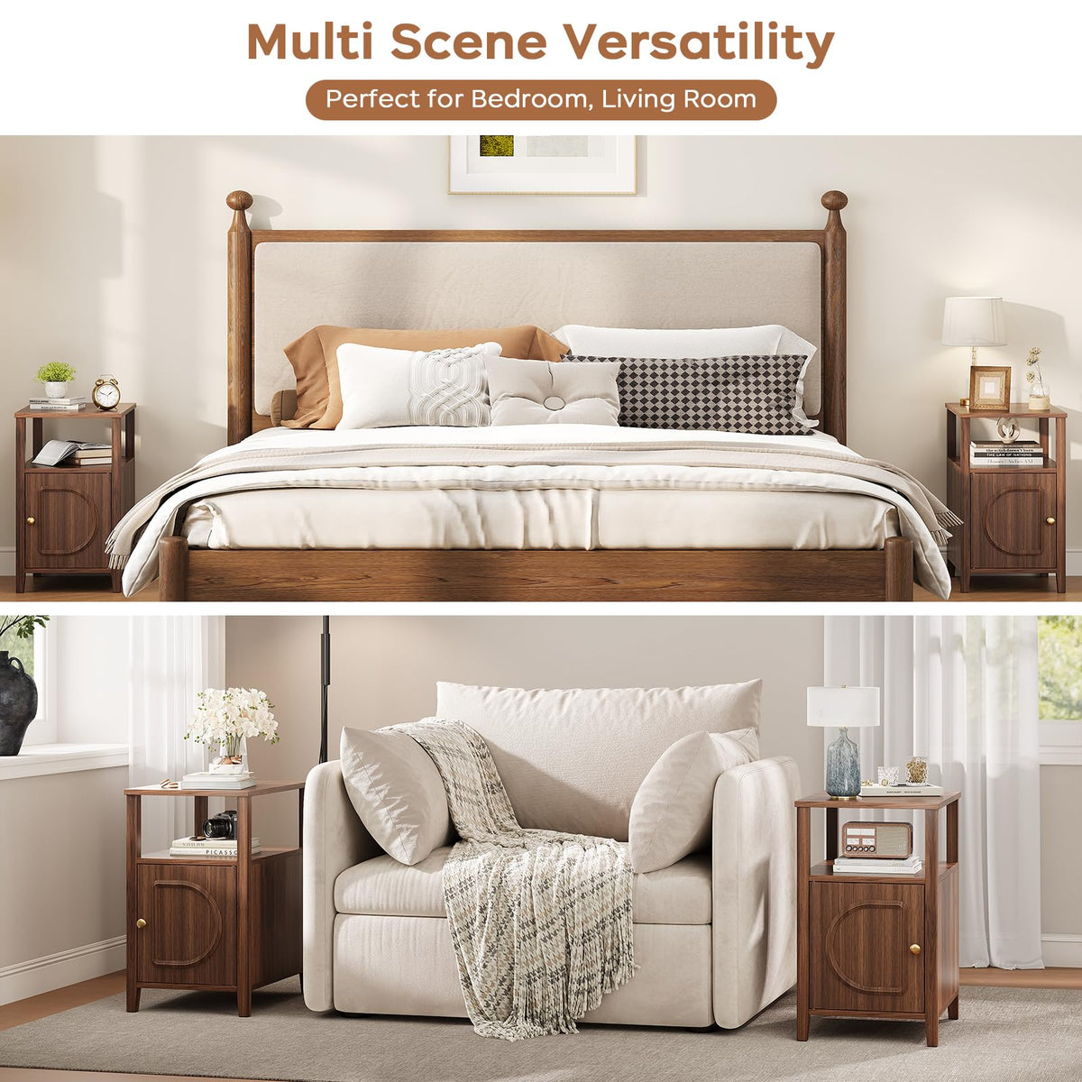 ViroformoFlutedEndTable,NarrowSideTable,FarmhouseSideNightstand