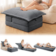 BALAPET Foldable Corduroy Boneless Ottoman, Convertible Folding Sofa Bed