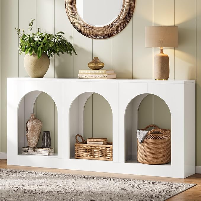 Console Table with 3 Arched Shelves, 70.9"