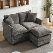 Chenille Cloud Loveseat with Deep Seat, 2 Pillows & Optional Ottoman