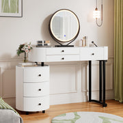 Round Vanity Desk with LED Mirror