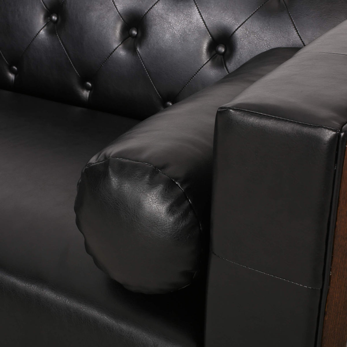 Tufted Faux Leather Sofa