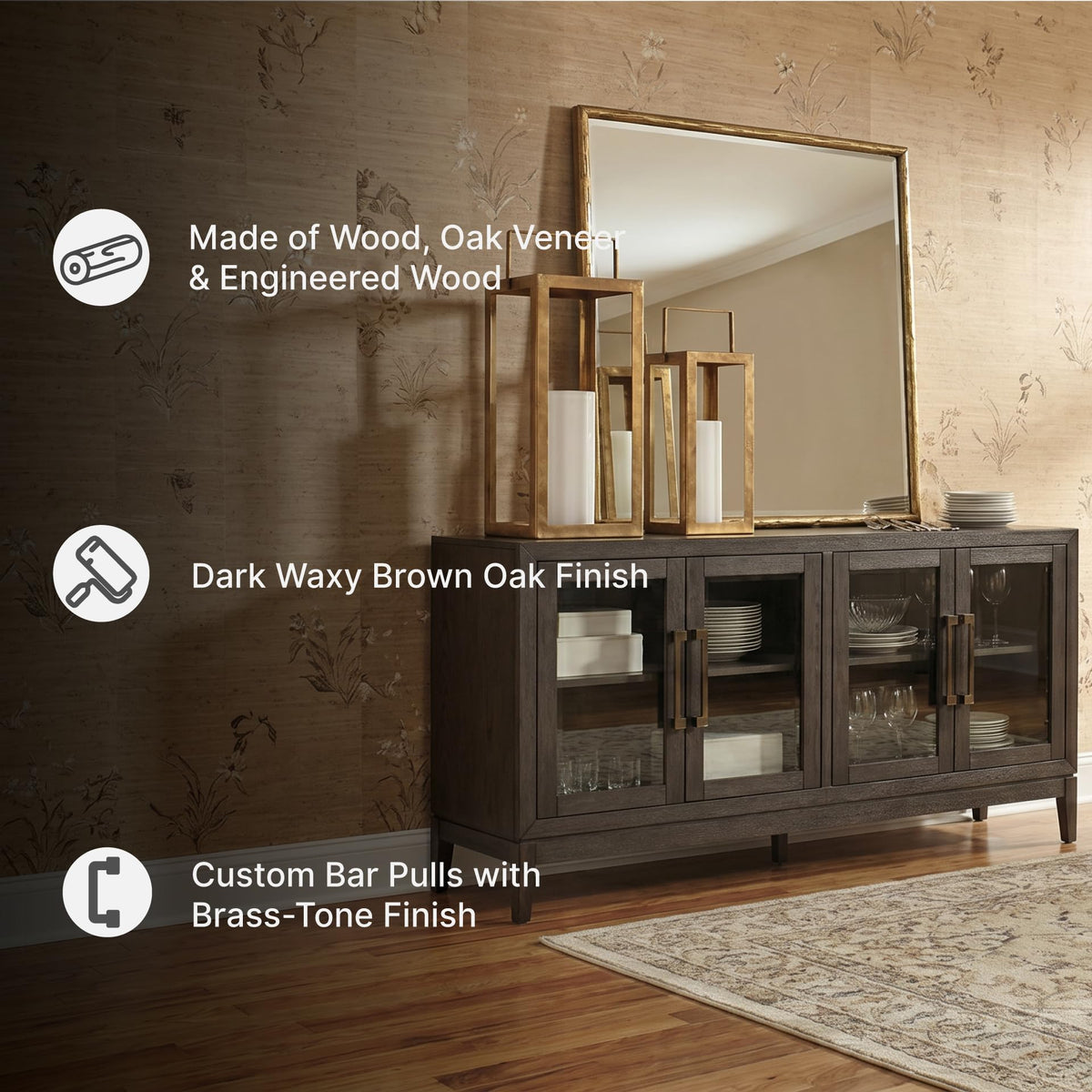 Signature Design by Ashley Burkhaus 1-Piece Buffet Cabinet, Dark Brown