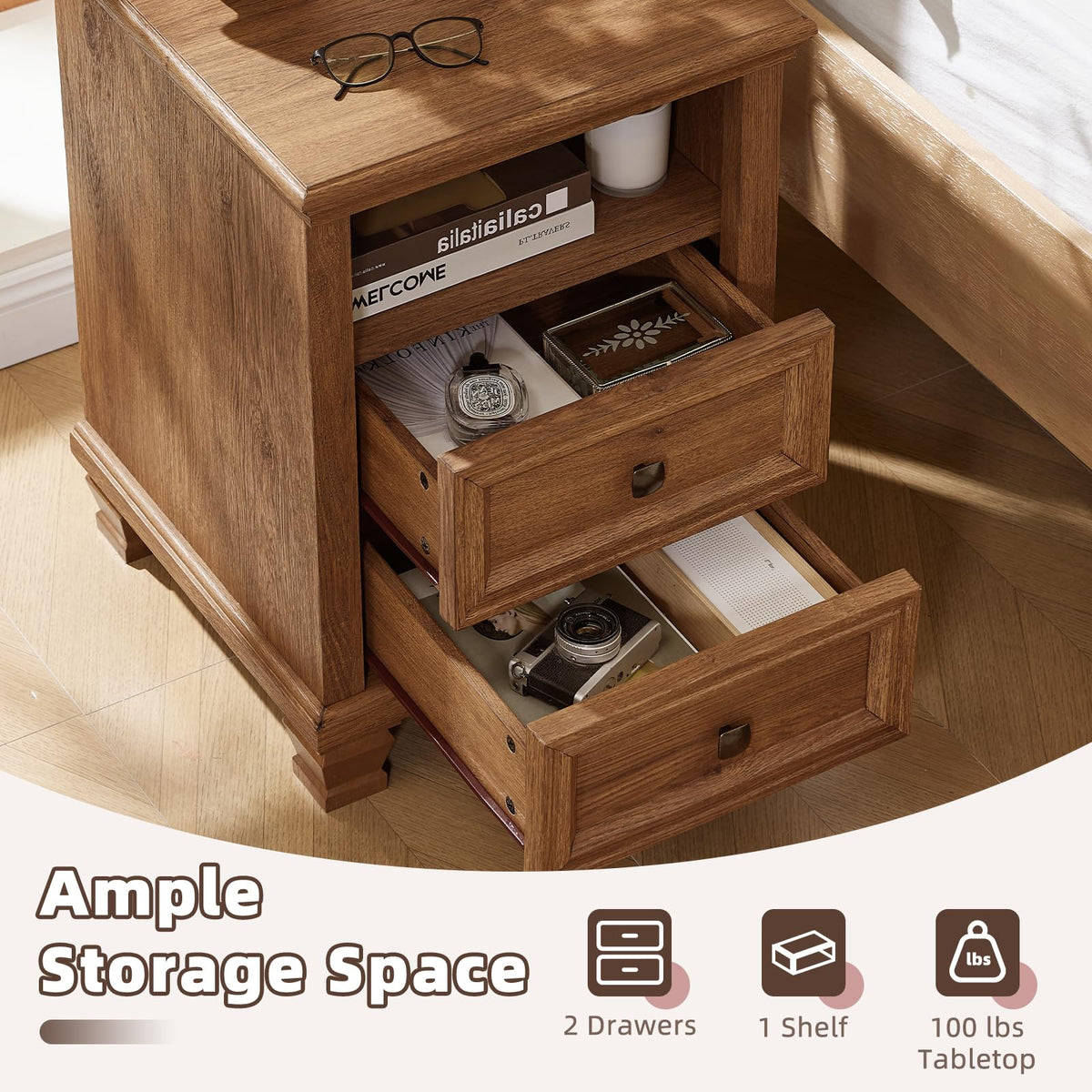 SAVOR LIFE Farmhouse Coffee and End Table Sets, Brown