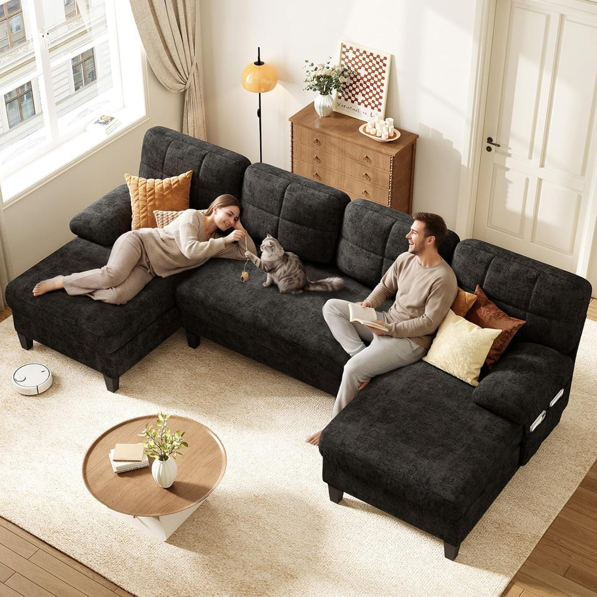 U-Shaped Chenille Sectional Sofa