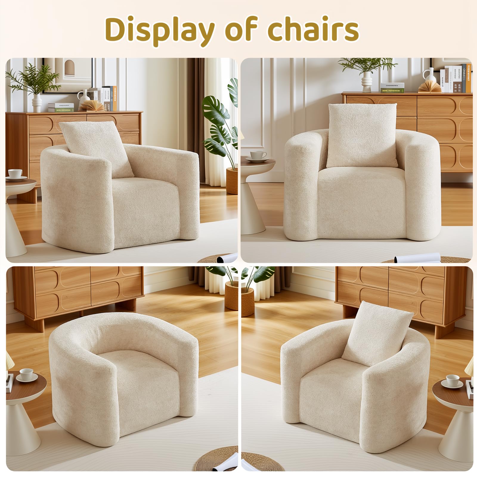Oversized Accent Chair – Chenille, Curved Back, No Assembly