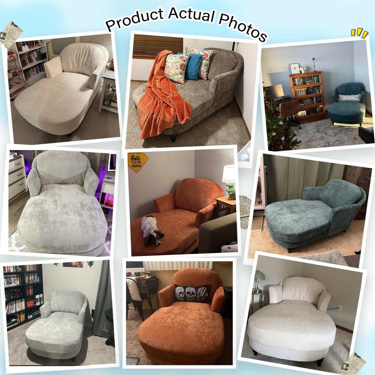 Orange Chenille Chaise Lounge