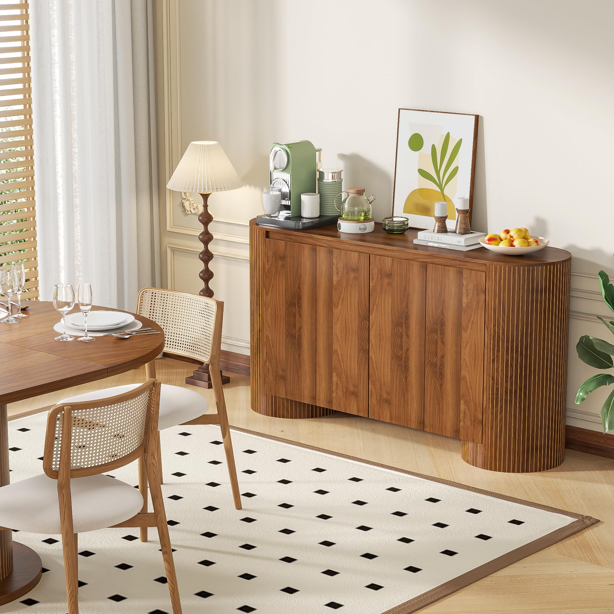 60" Sideboard Buffet Cabinet with 4 Doors & Adjustable Shelves