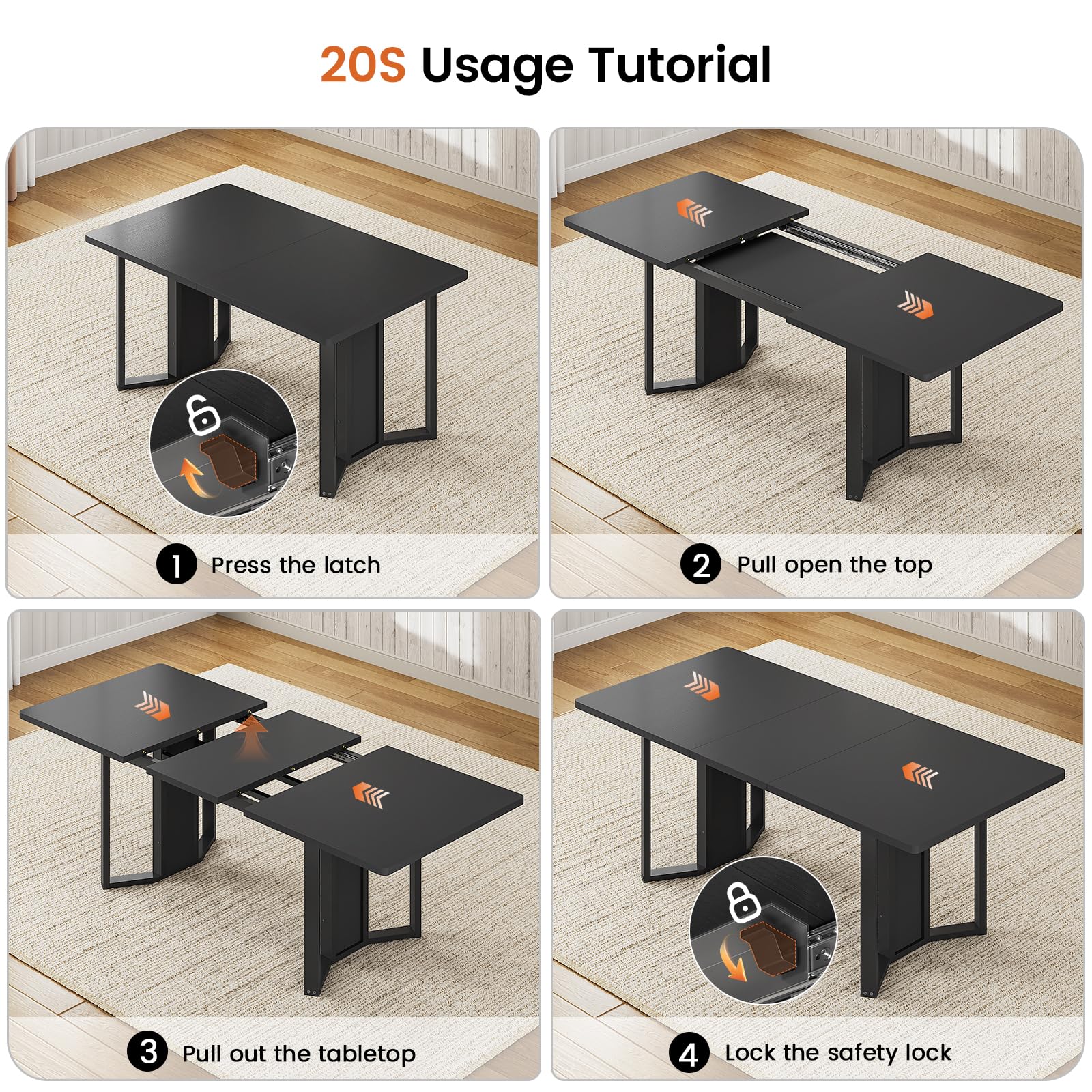 Extendable Dining Table Set for 4-6
