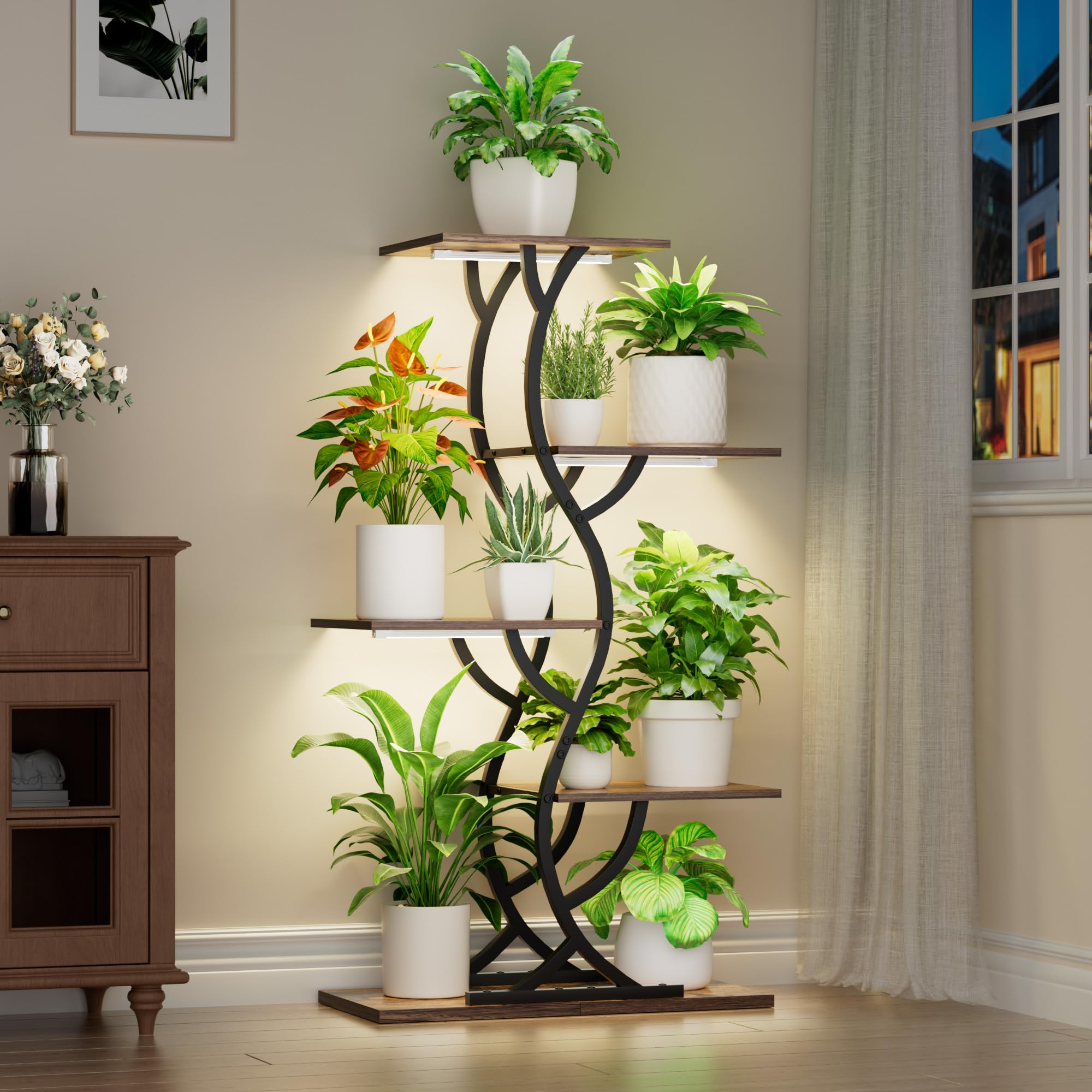 5-Tier Corner Plant Stand with Grow Lights