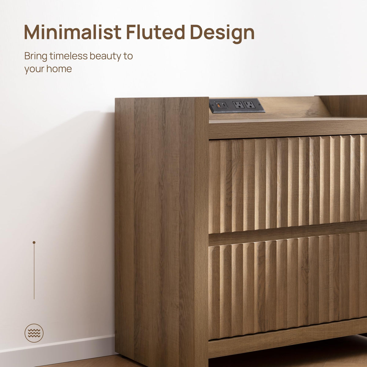 Fluted Charging Nightstands, Set of 2