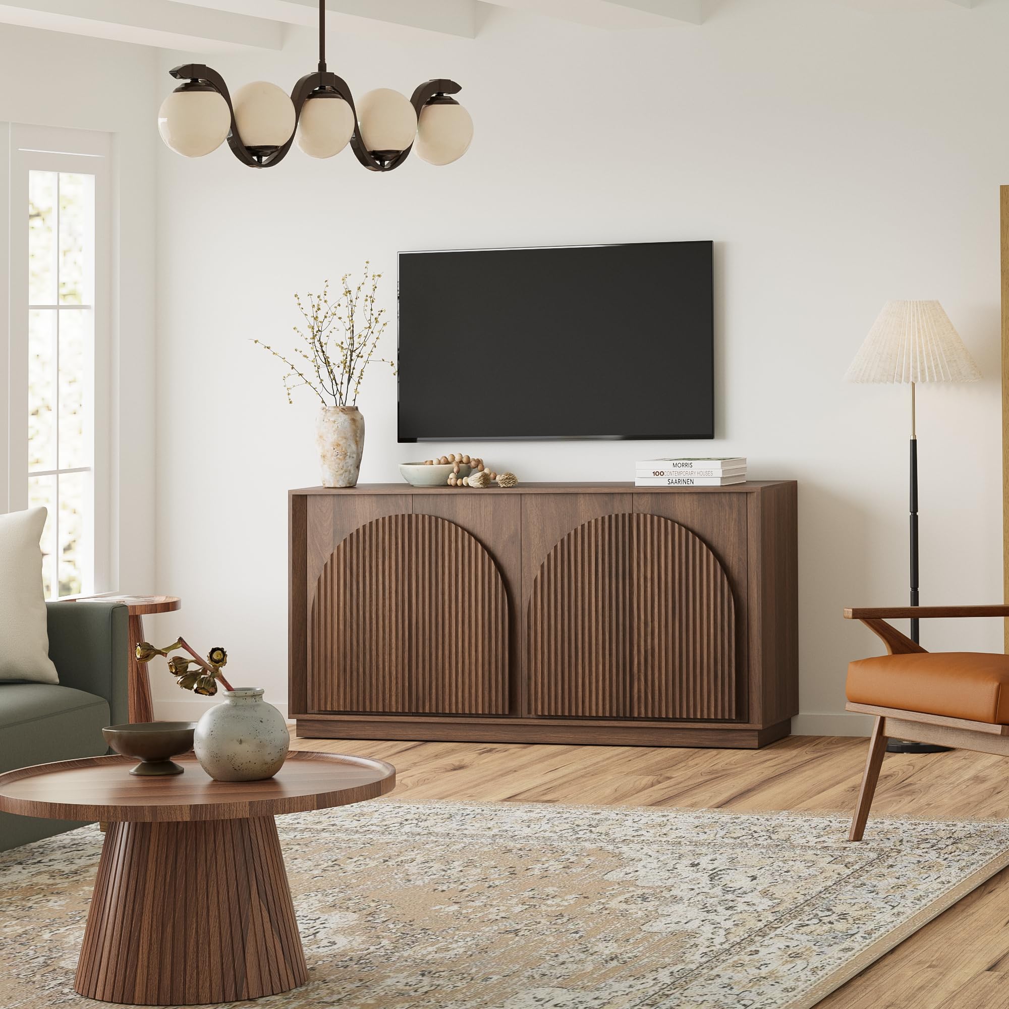 Fluted Sideboard Buffet Cabinet 65"