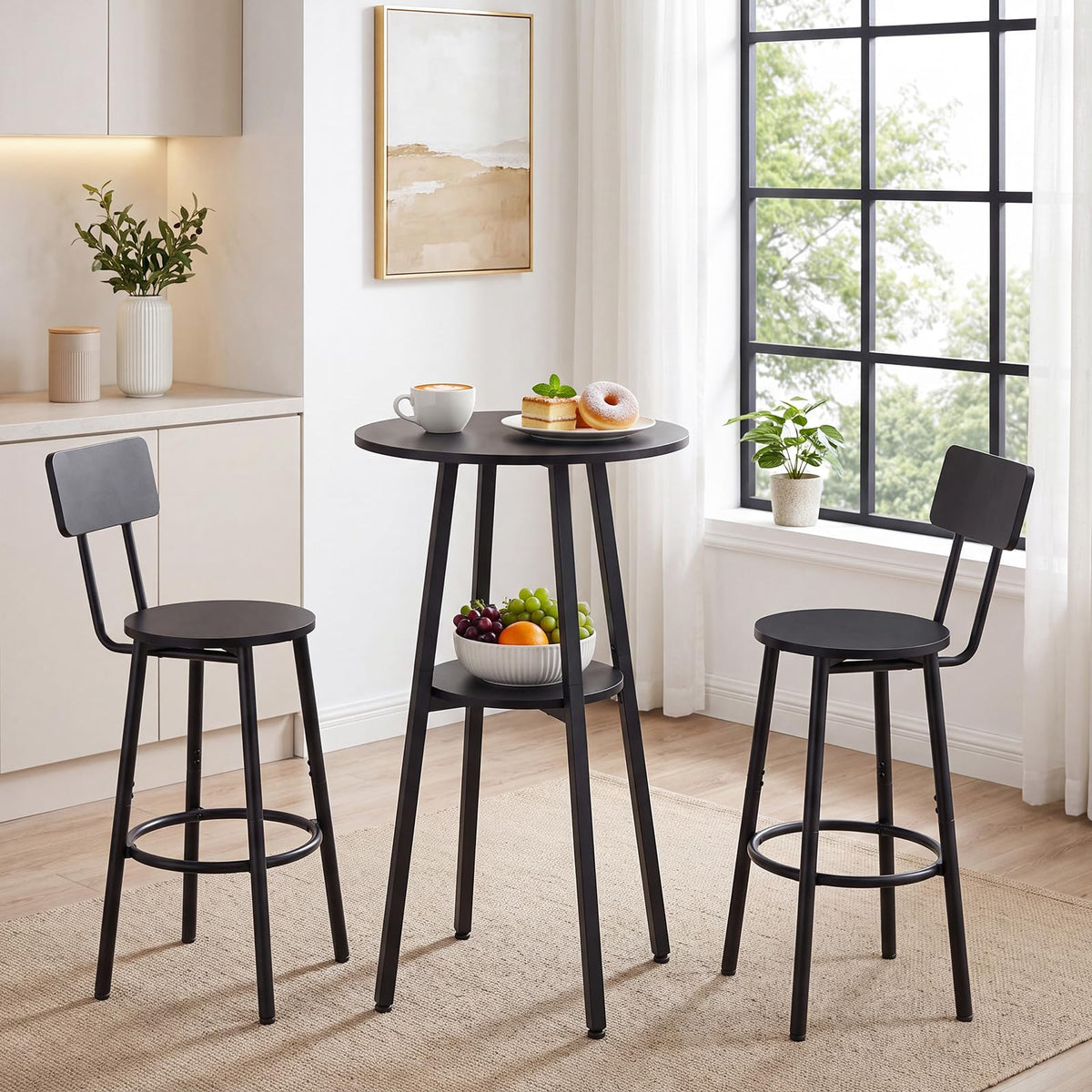 Round Bar Table and Stools Set