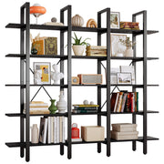 5-Tier Wide Open Bookcase with Metal Frame