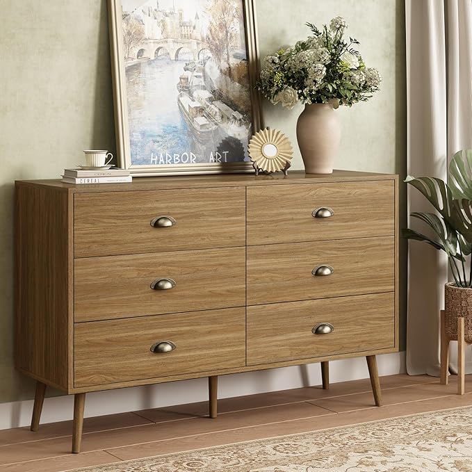 6-Drawer Dresser with Wide Drawers & Metal Handles