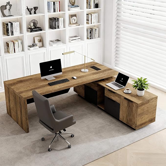 Adjustable L-Shaped Executive Desk