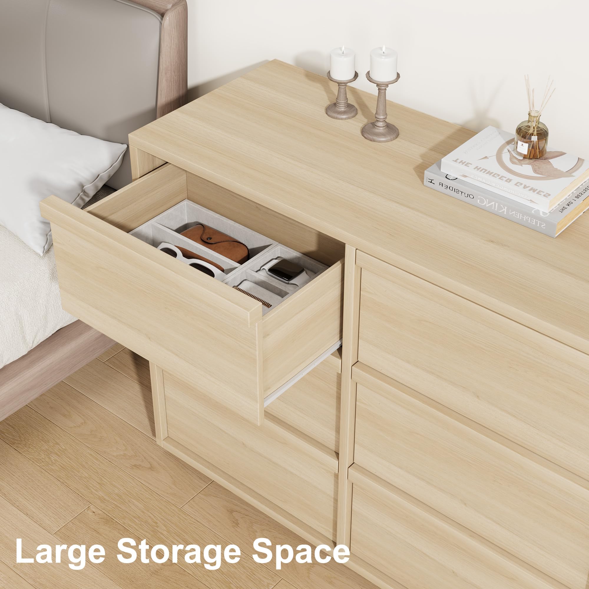Garvee 9 Dresser for Bedroom, 58.7" Wide Dresser, Freestanding Horizontal Drawer with Storage, Wooden Closet Chest Storage for Living Room, Hallway, Entryway
