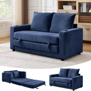 WODNITURE 55.6 in Convertible Sofa Bed, Corduroy Futon Couch, Blue