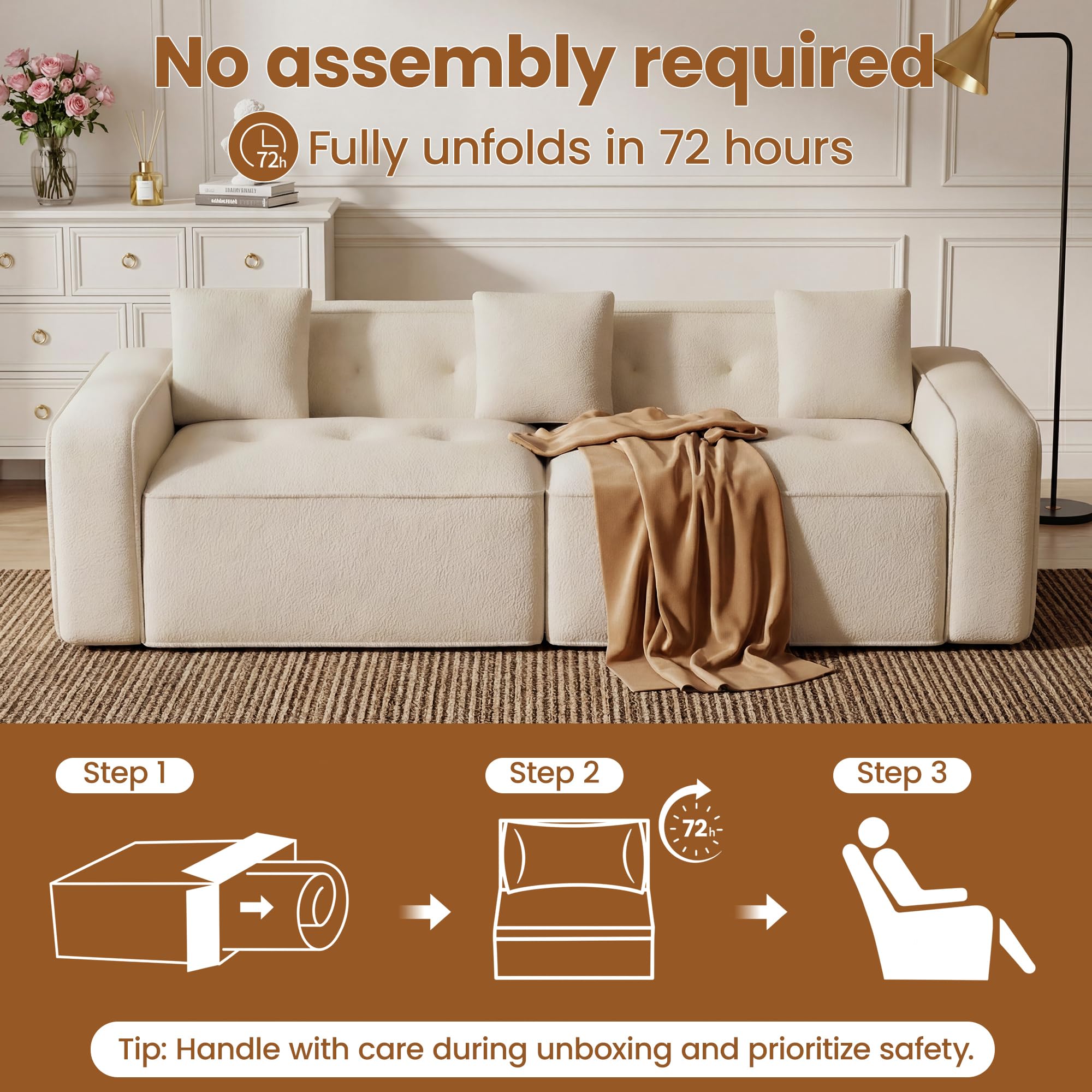 100" Cloud Boneless Loveseat – 2-Seater Foam Sofa