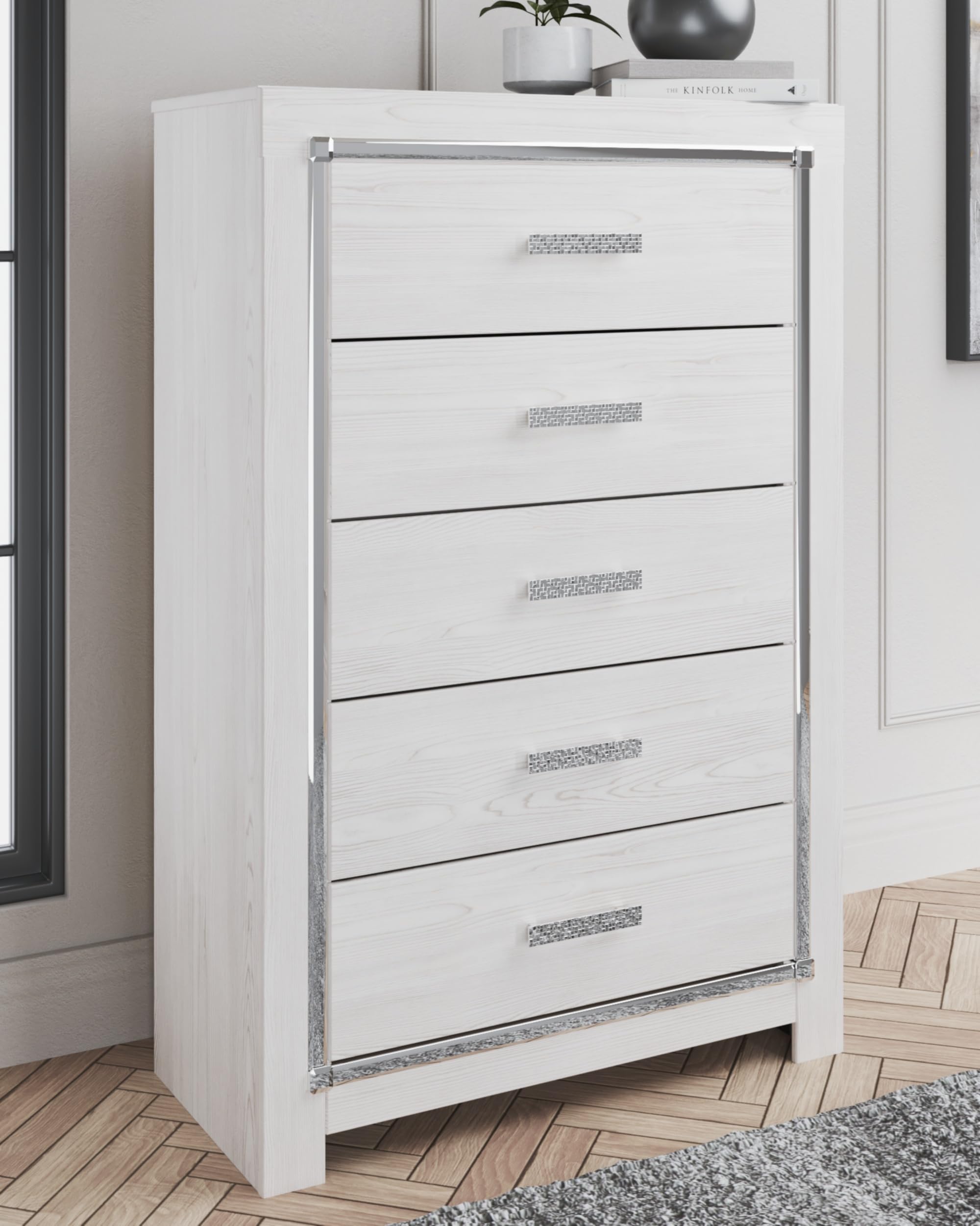 Signature Design by Ashley Altyra Contemporary 5 Drawer Chest, White