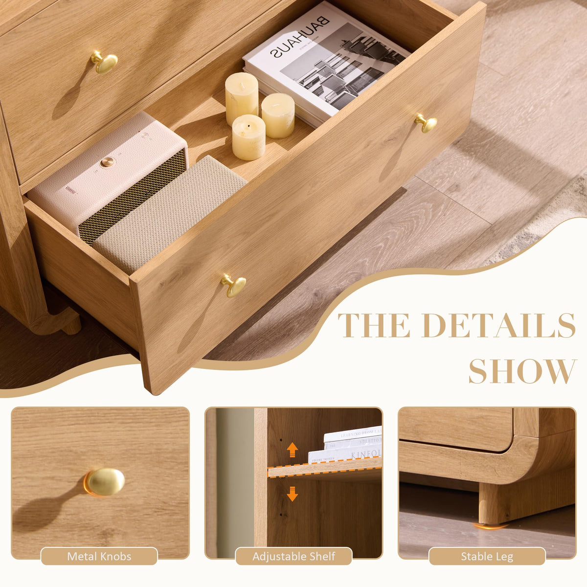 Curved Bookcase with 2 Drawers