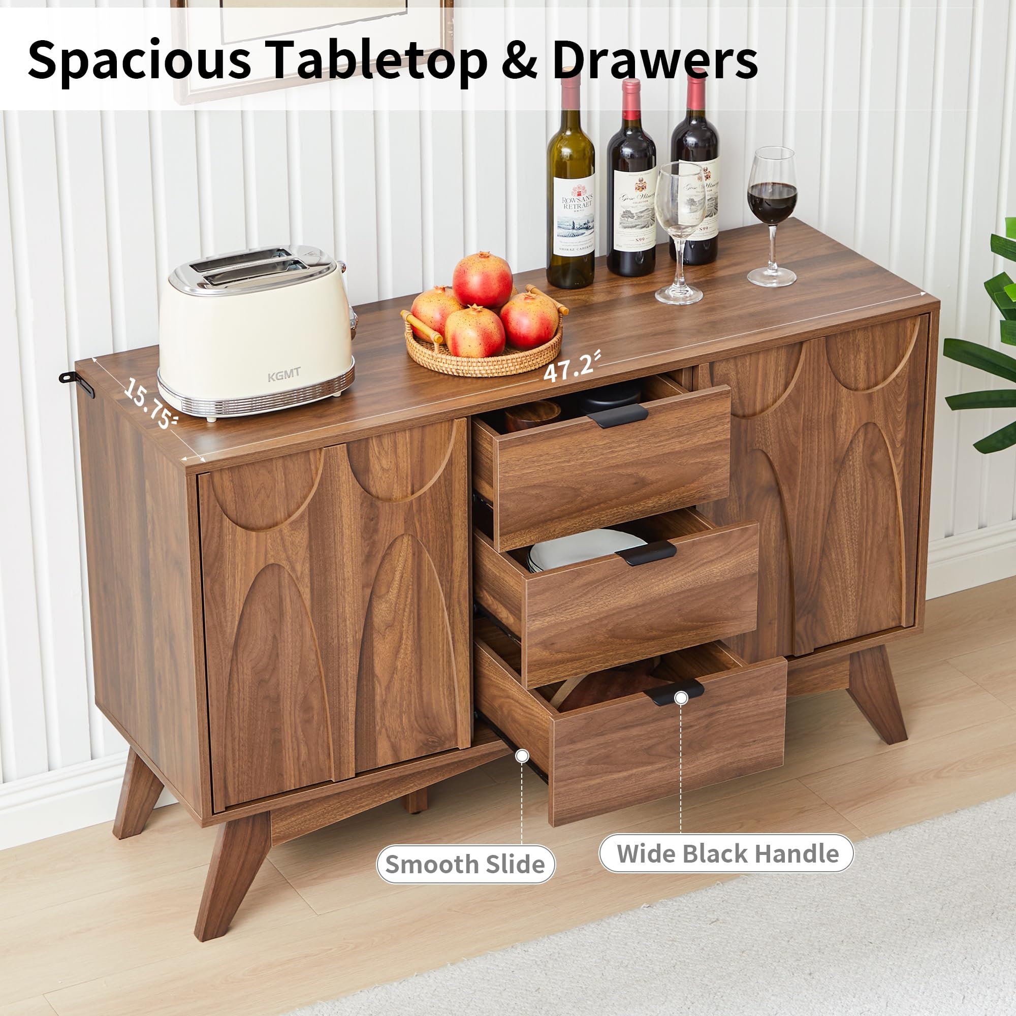 Mid-Century Modern Buffet Cabinet with Storage