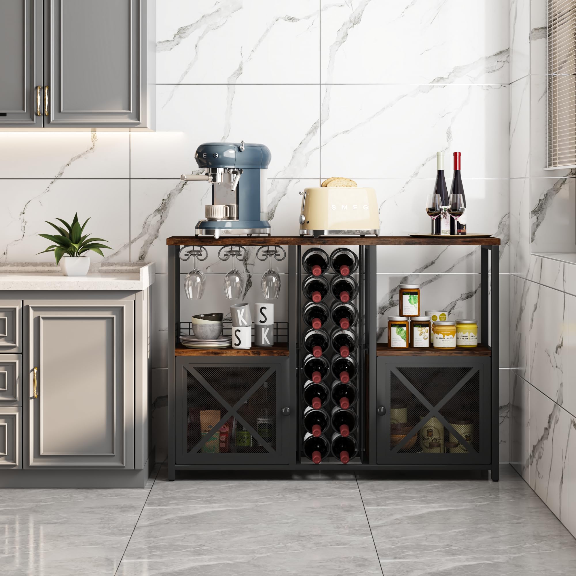 Wine Bar Cabinet with Storage