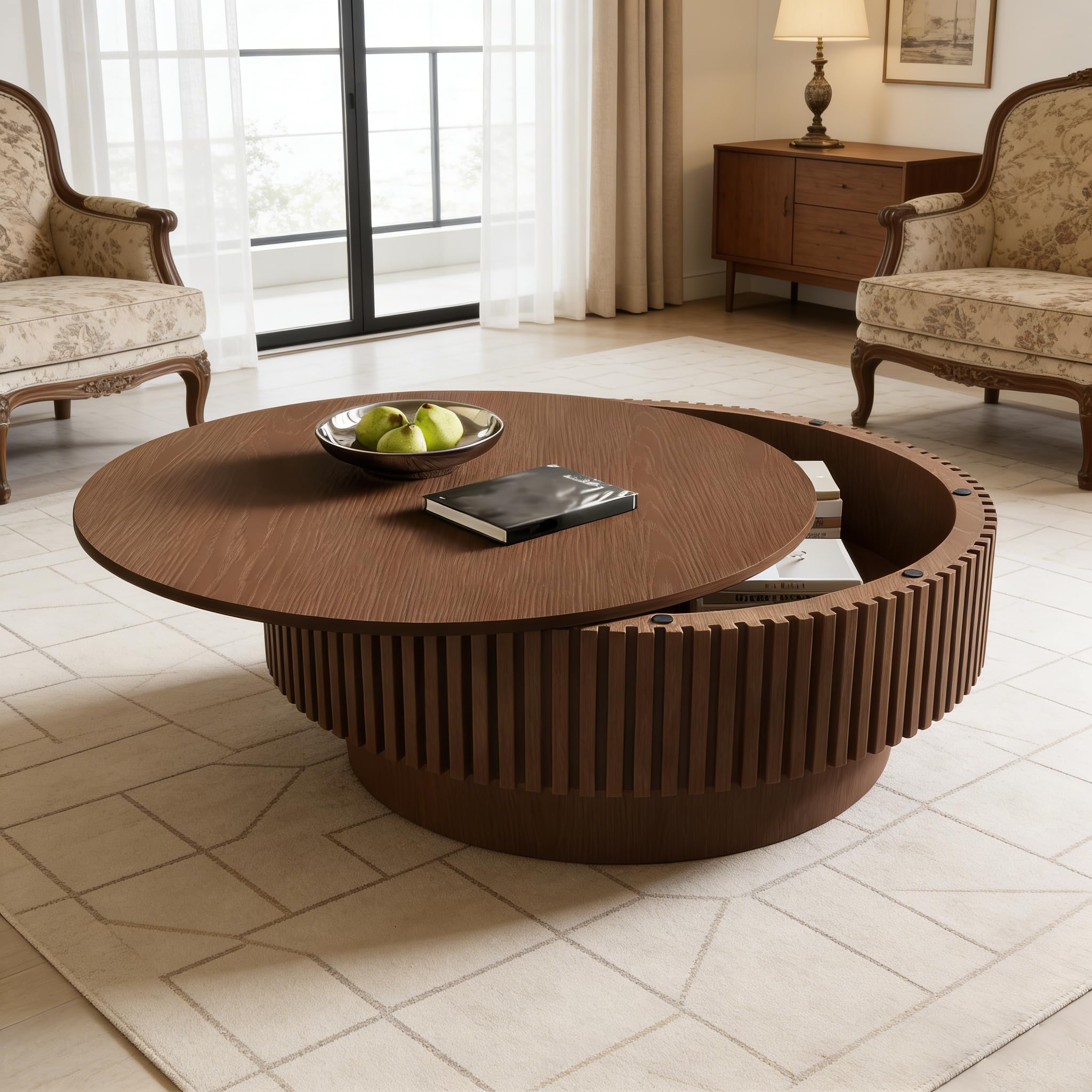 Round & Oval Coffee Table with Hidden Storage