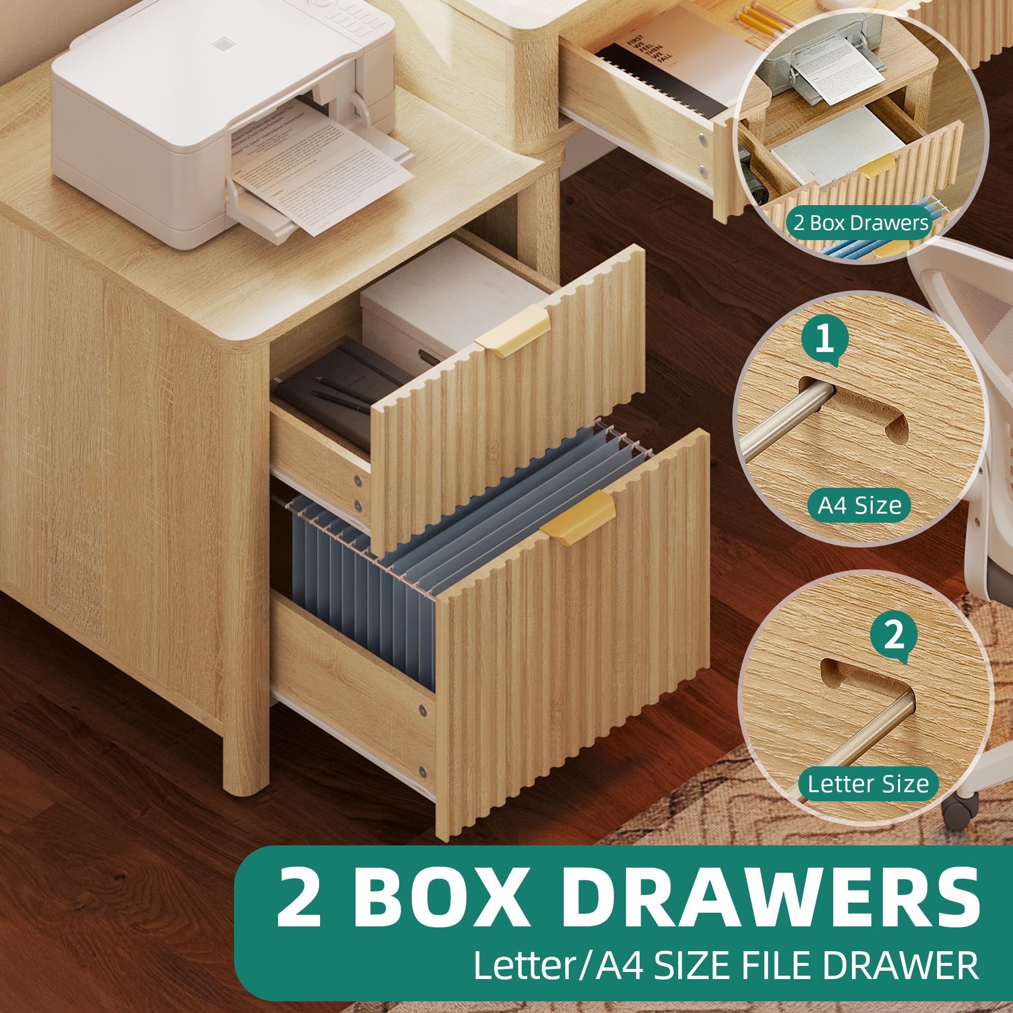 L-Shaped Desk with Hutch, Drawers & Power Outlets