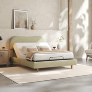 FLEXISPOT Queen Adjustable Bed with Boucle Upholstered Bed Frame, Green