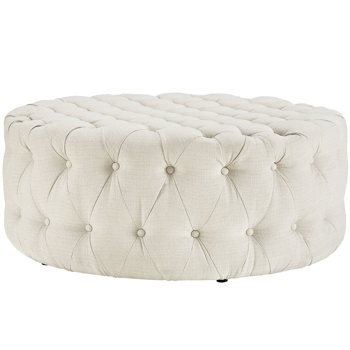 Round Tufted Fabric Ottoman
