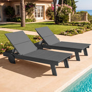 SERWALL Outdoor Chaise Lounge Chair Set of 2, Modern Armless Lounger for Pool, Grey